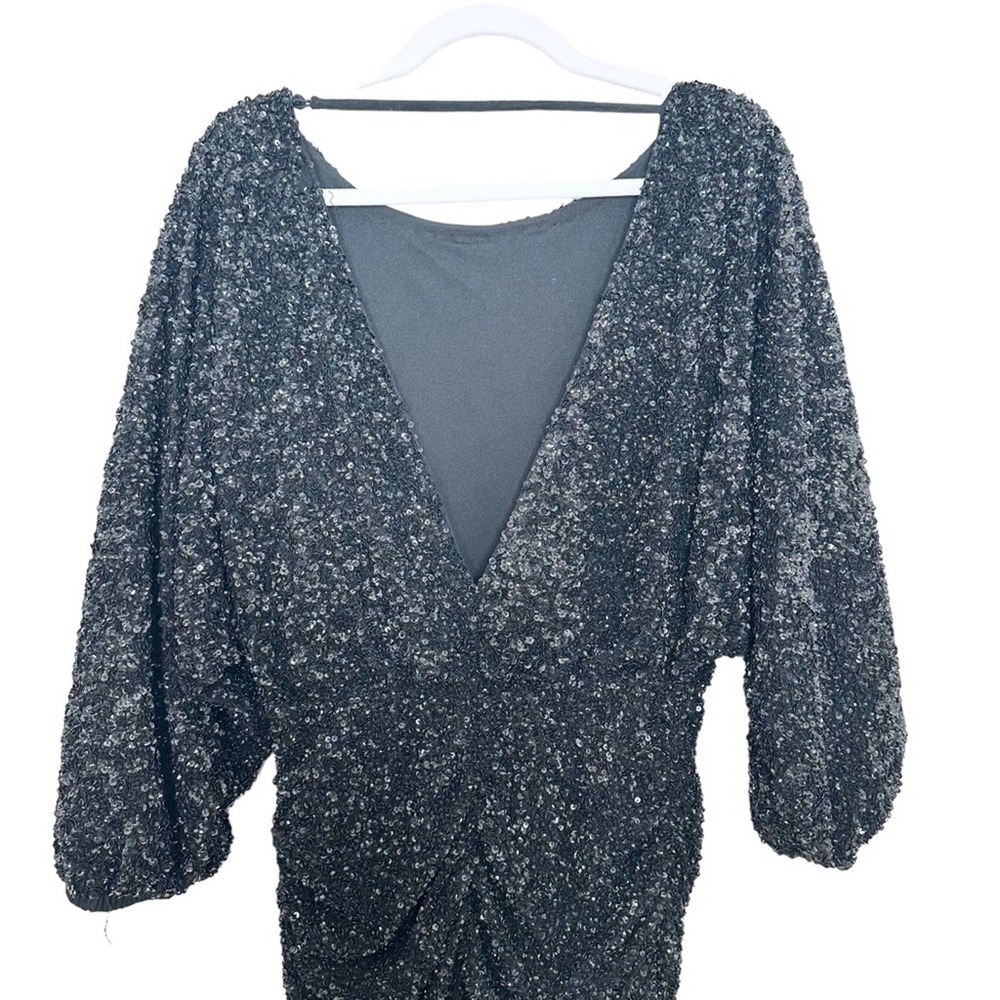 Ba&sh Small Black Scarlet Sequin Long Sleeve Vneck Mini Dress - Picture 5 of 10
